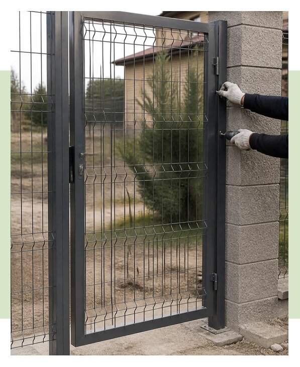Изготовление и монтаж калитки из 3Д сетки под ключ в Северске